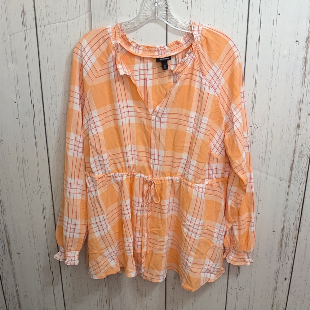 Torrid Orange Plaid Blouse
